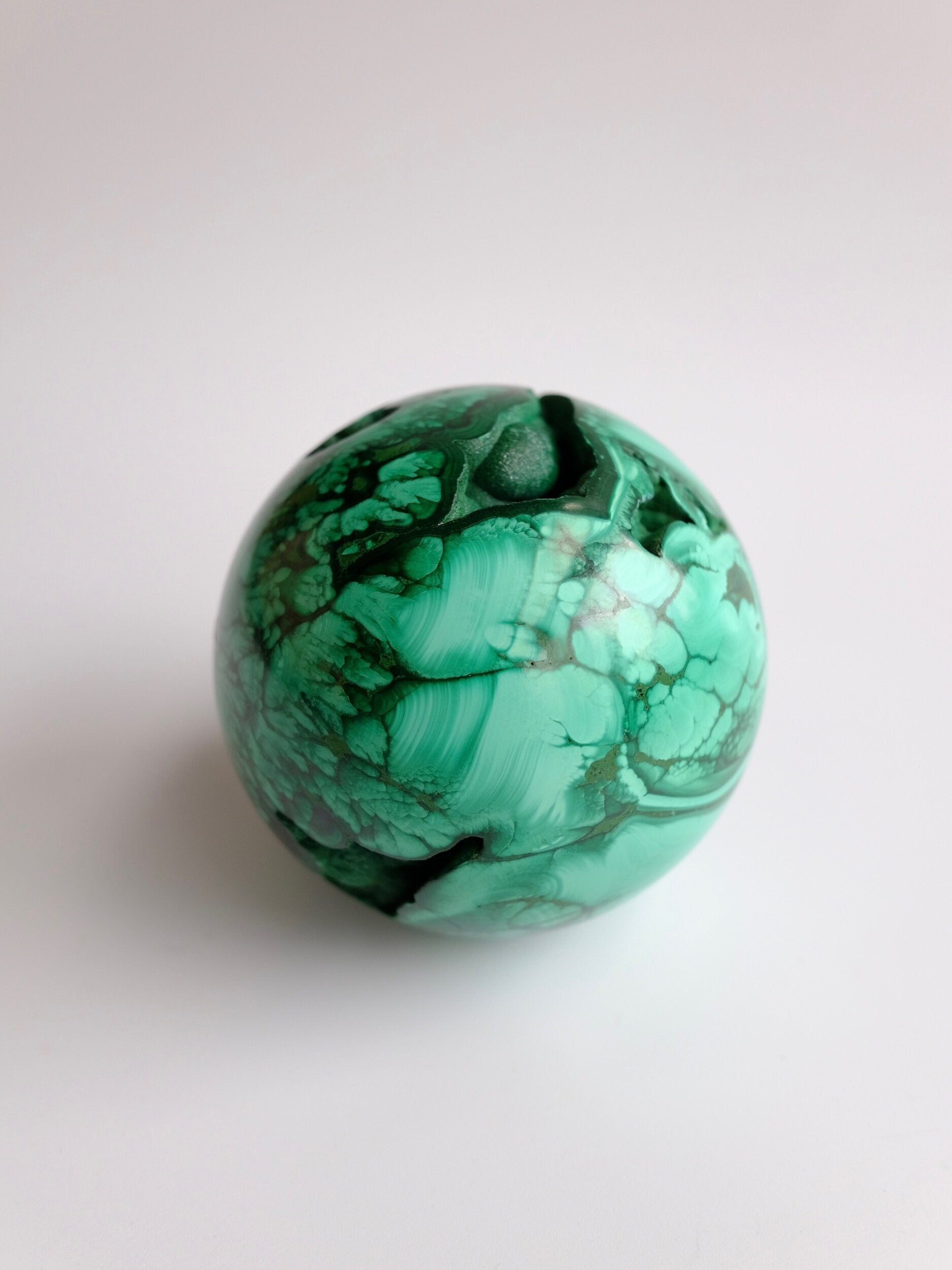 Malachite Sphere with Druzy