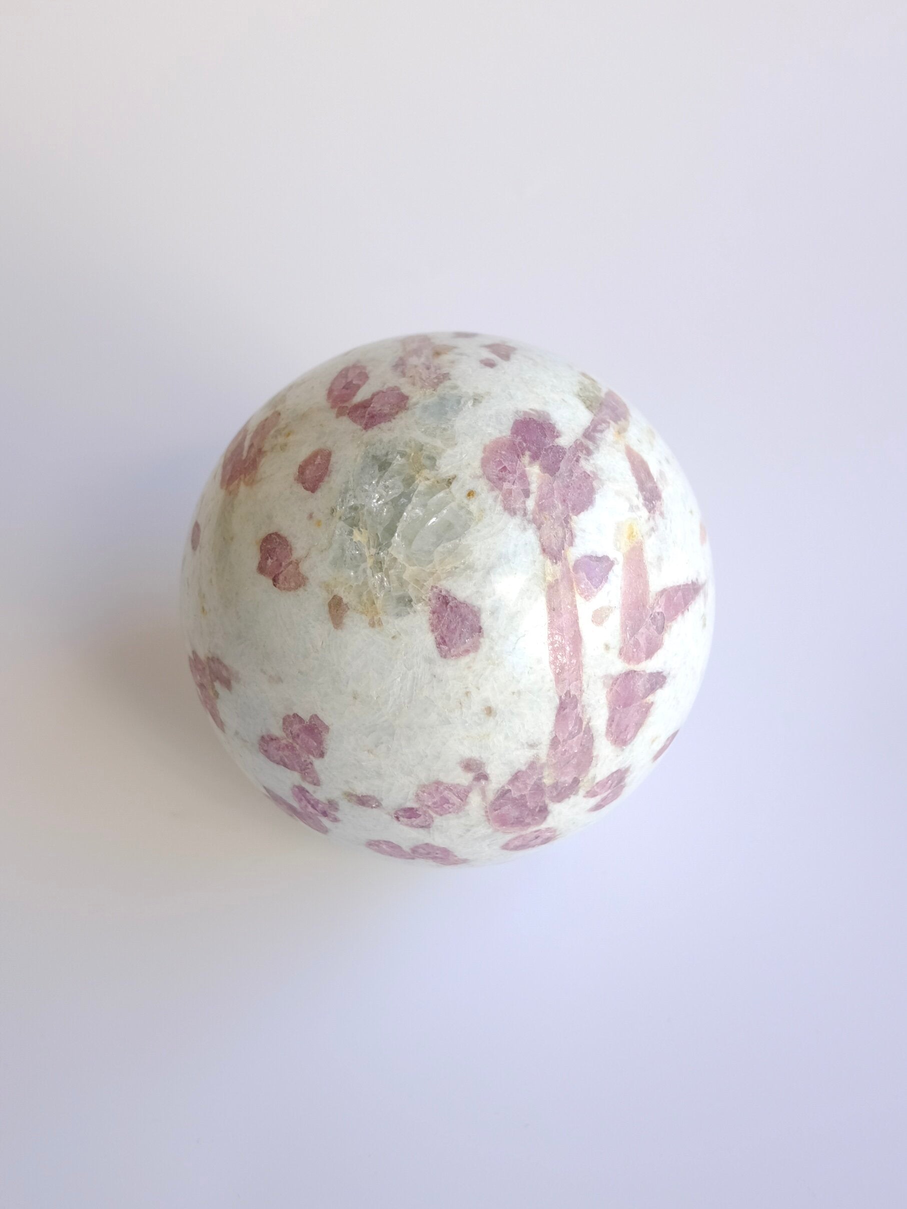Pink Tourmaline Sphere w/ Aquamarine