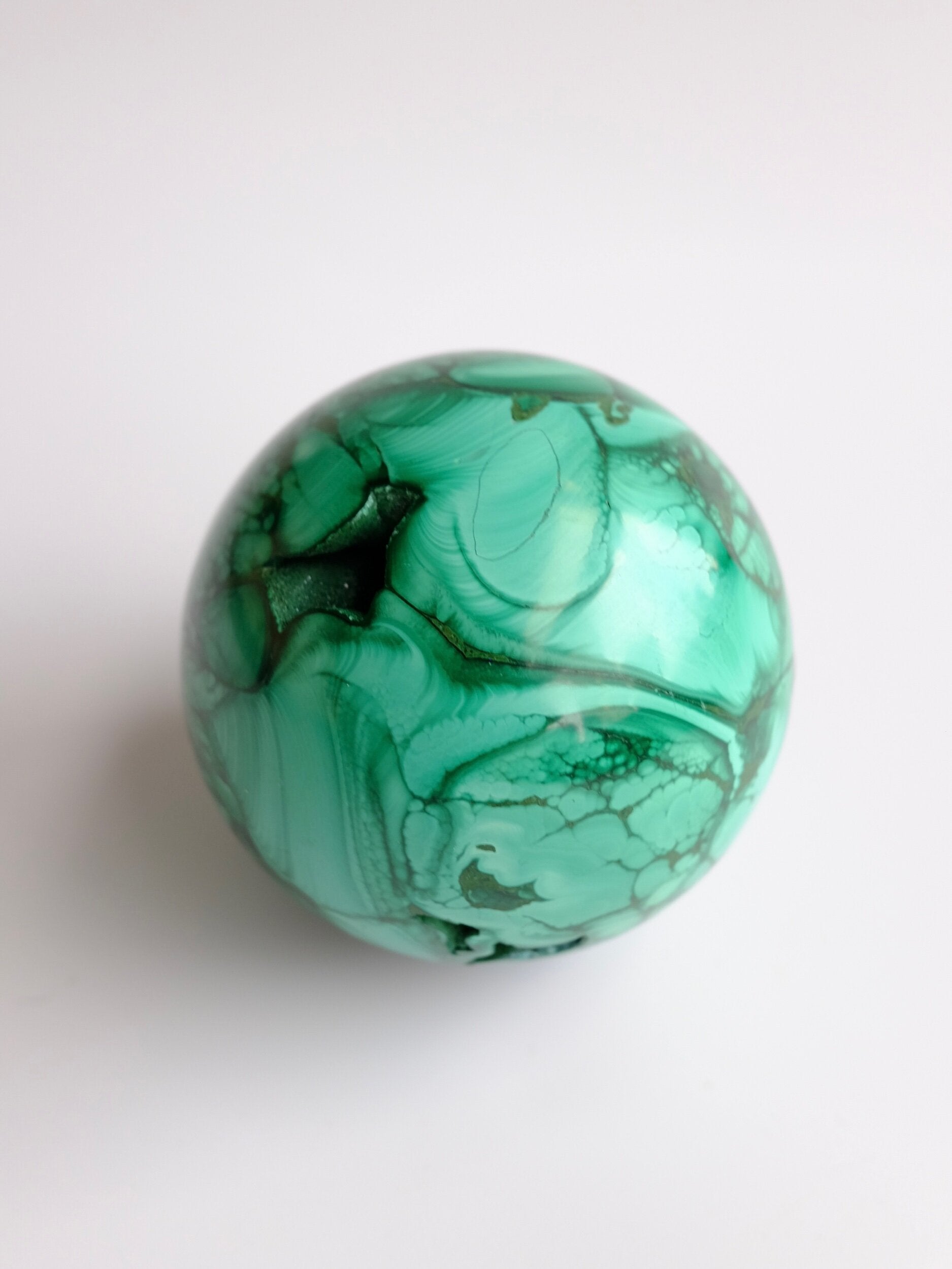 Malachite Sphere with Druzy
