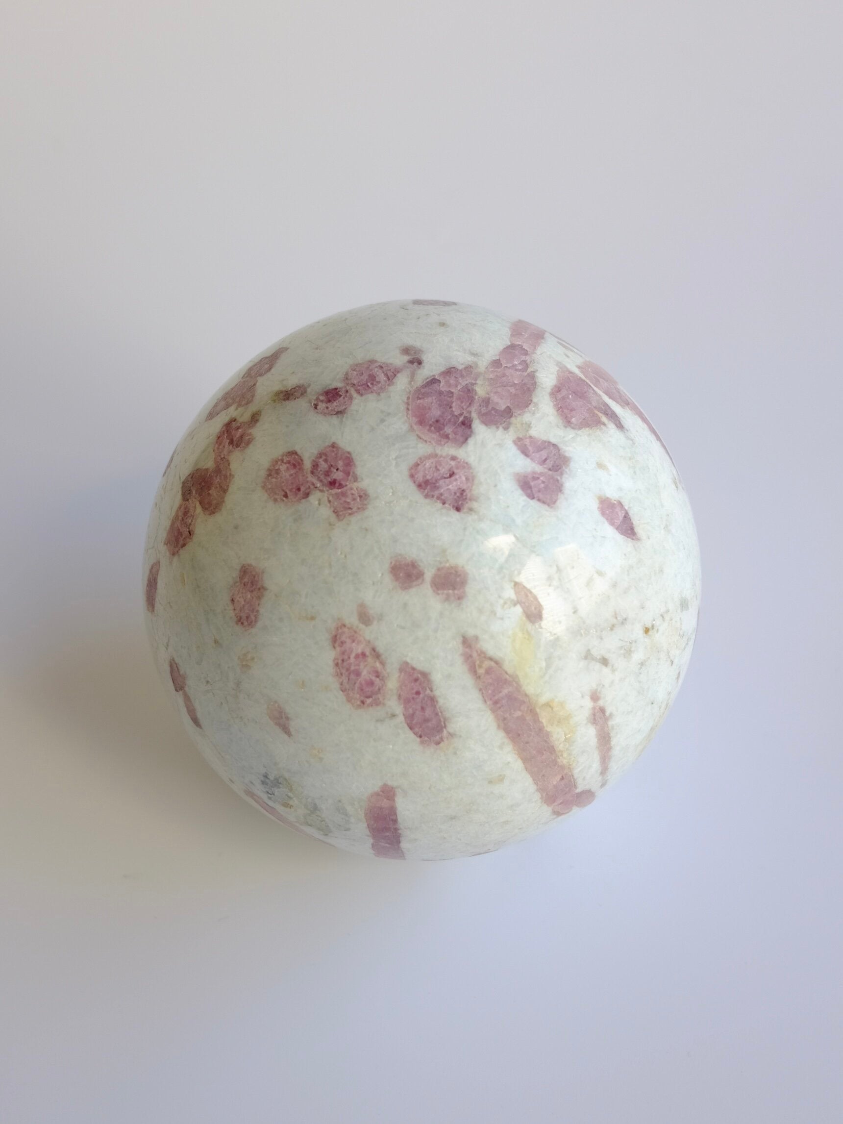 Pink Tourmaline Sphere w/ Aquamarine